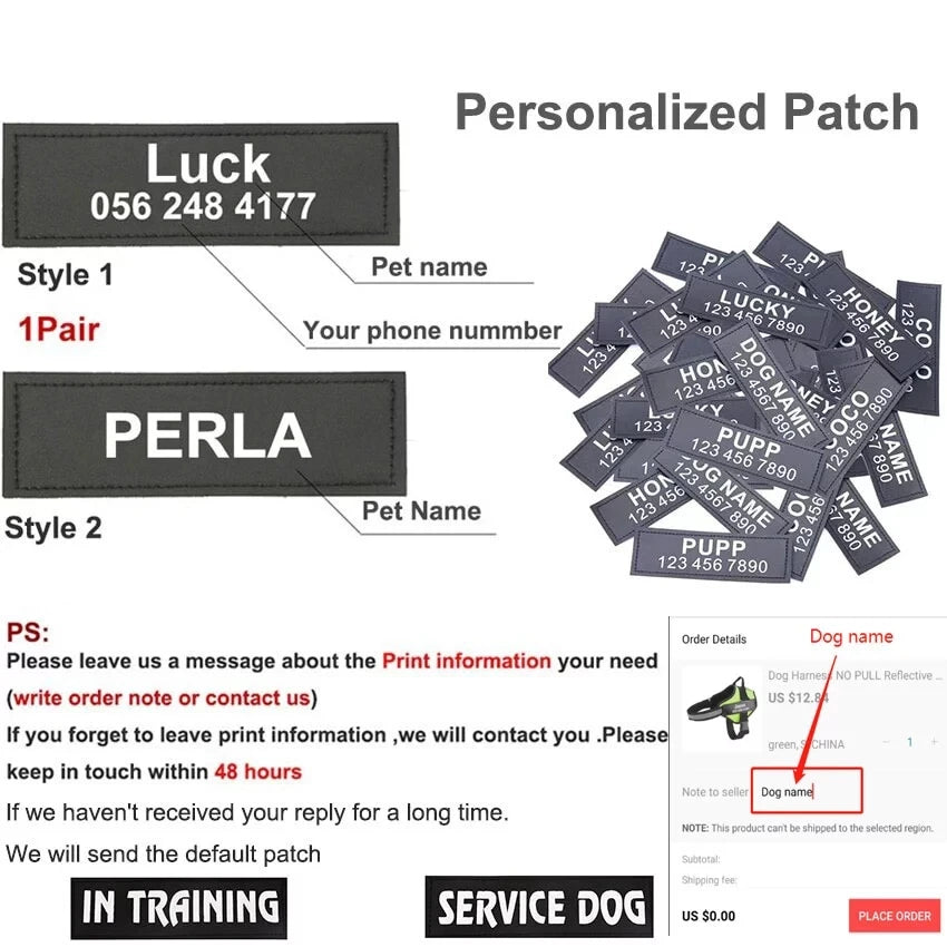 PawSecure™ – No-Pull Reflective Dog Harness Breathable & Adjustable with Custom ID TagPatch Outdoor Walking Dog Supplies