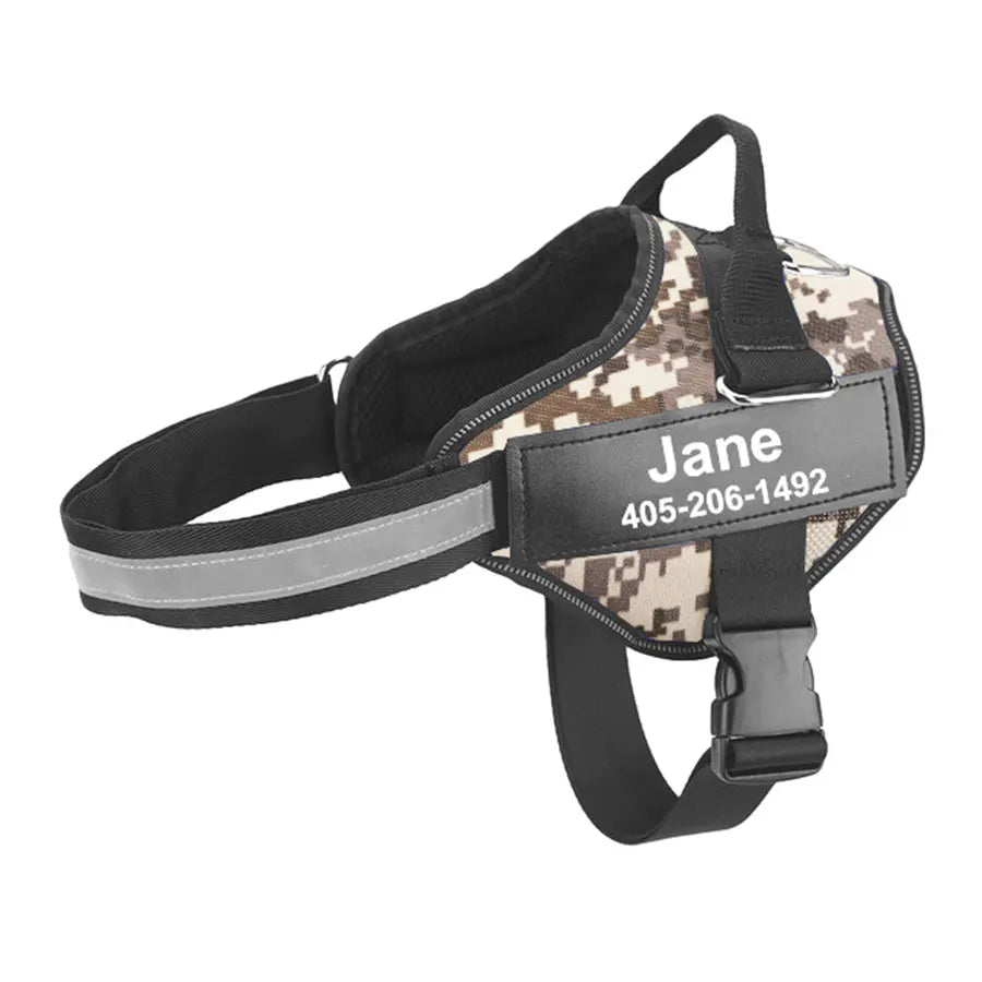 PawSecure™ – No-Pull Reflective Dog Harness Breathable & Adjustable with Custom ID TagPatch Outdoor Walking Dog Supplies