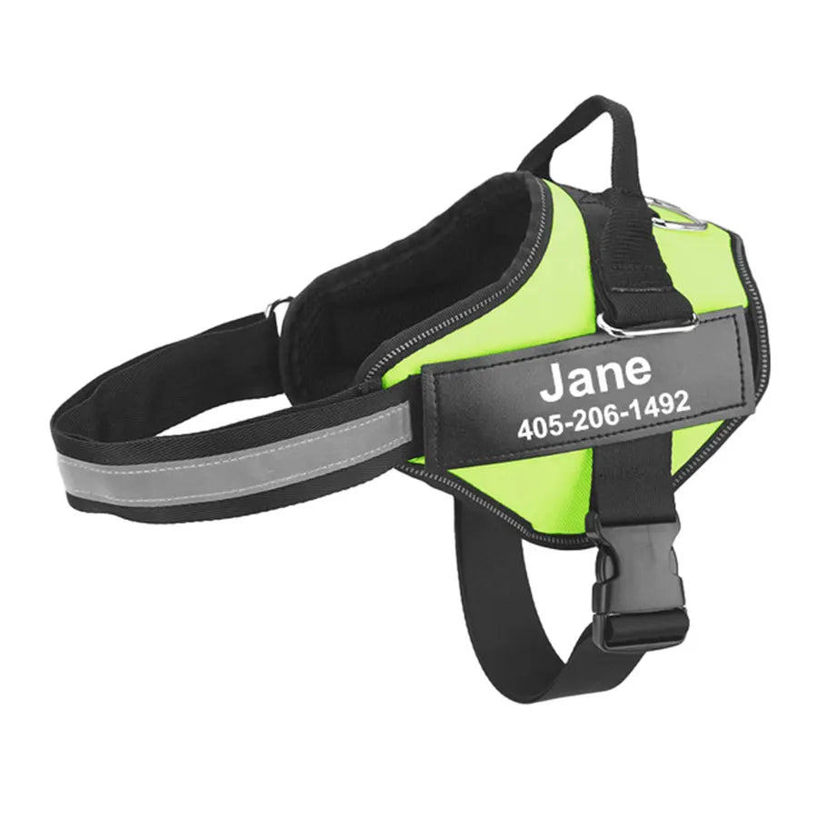 PawSecure™ – No-Pull Reflective Dog Harness Breathable & Adjustable with Custom ID TagPatch Outdoor Walking Dog Supplies