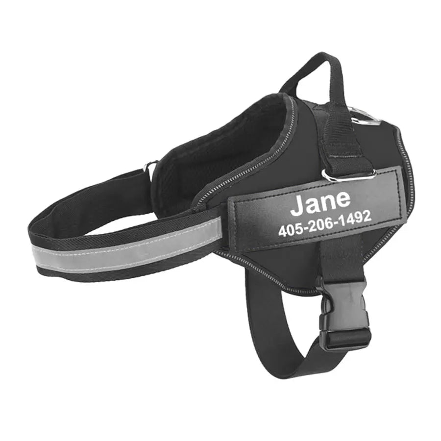 PawSecure™ – No-Pull Reflective Dog Harness Breathable & Adjustable with Custom ID TagPatch Outdoor Walking Dog Supplies