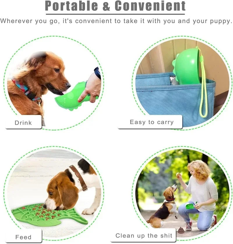 TravelPaw™ – 4-in-1 Pet Travel Dispenser Water, Food, Bowl & Poop Shovel Combo Bag Storage for dog