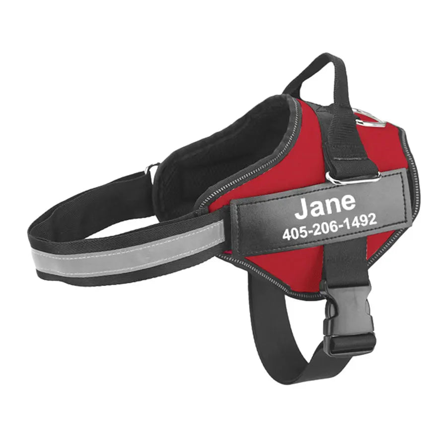PawSecure™ – No-Pull Reflective Dog Harness Breathable & Adjustable with Custom ID TagPatch Outdoor Walking Dog Supplies