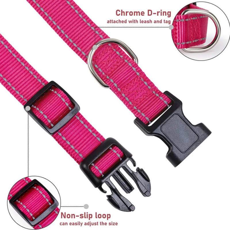 SafePaw™ – Reflective Adjustable Dog Collar Durable Safety Traction Strap