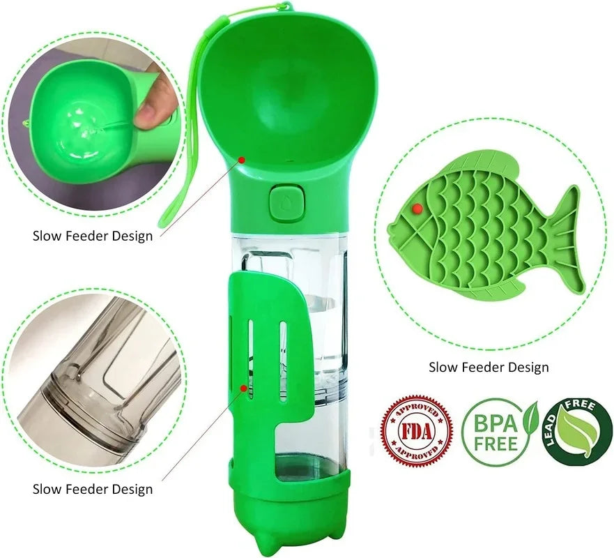 TravelPaw™ – 4-in-1 Pet Travel Dispenser Water, Food, Bowl & Poop Shovel Combo Bag Storage for dog