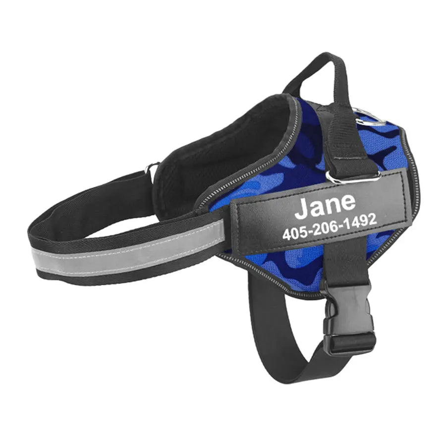 PawSecure™ – No-Pull Reflective Dog Harness Breathable & Adjustable with Custom ID TagPatch Outdoor Walking Dog Supplies