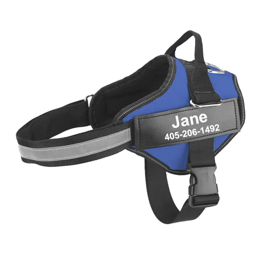 PawSecure™ – No-Pull Reflective Dog Harness Breathable & Adjustable with Custom ID TagPatch Outdoor Walking Dog Supplies