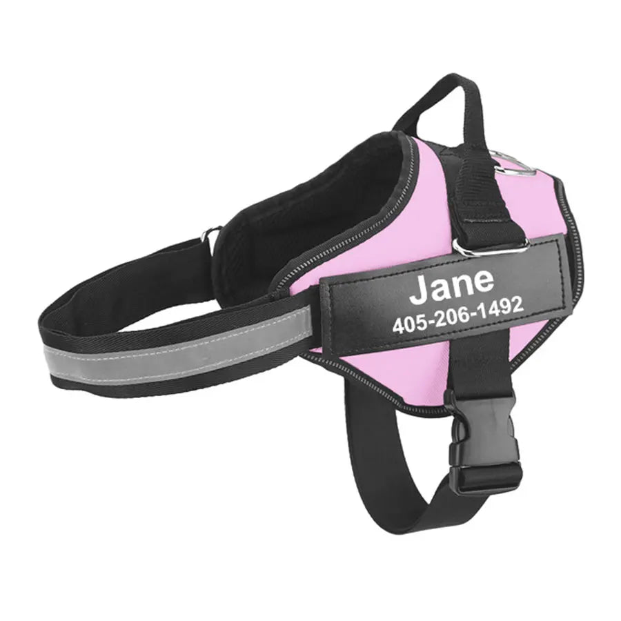 PawSecure™ – No-Pull Reflective Dog Harness Breathable & Adjustable with Custom ID TagPatch Outdoor Walking Dog Supplies