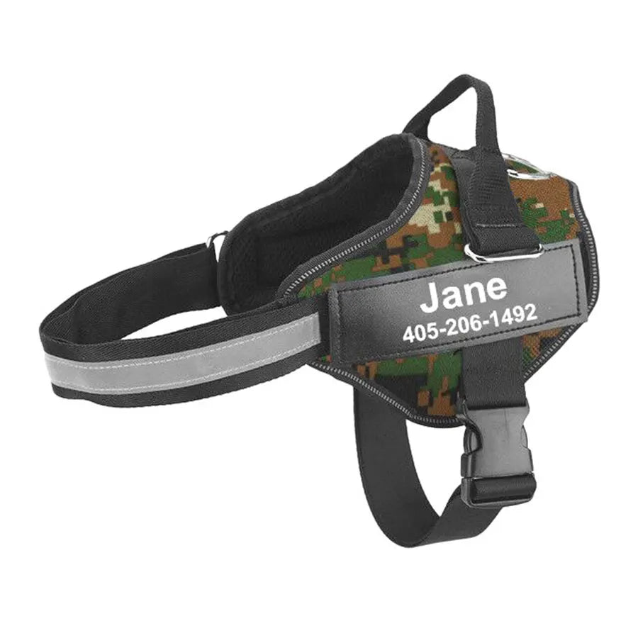 PawSecure™ – No-Pull Reflective Dog Harness Breathable & Adjustable with Custom ID TagPatch Outdoor Walking Dog Supplies