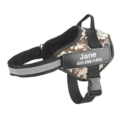 PawSecure™ – No-Pull Reflective Dog Harness Breathable & Adjustable with Custom ID TagPatch Outdoor Walking Dog Supplies