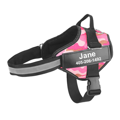 PawSecure™ – No-Pull Reflective Dog Harness Breathable & Adjustable with Custom ID TagPatch Outdoor Walking Dog Supplies