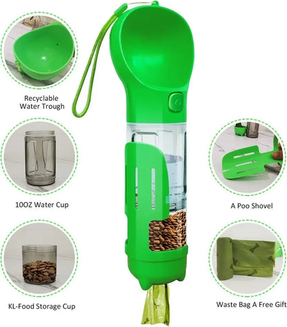 TravelPaw™ – 4-in-1 Pet Travel Dispenser Water, Food, Bowl & Poop Shovel Combo Bag Storage for dog